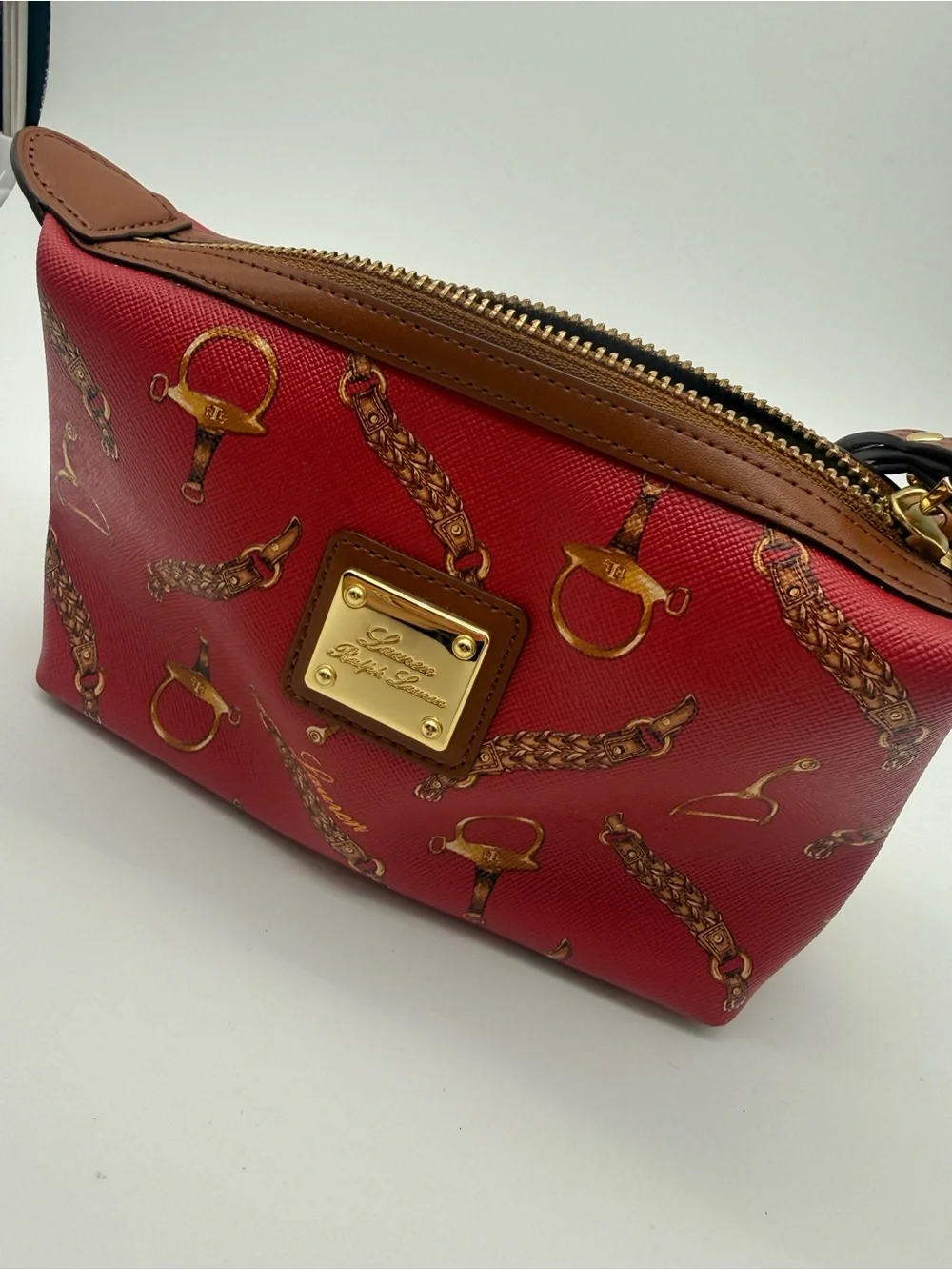 Vintage Lauren Ralph Lauren Red Equestrian Wristlet Y2K Equestrian print